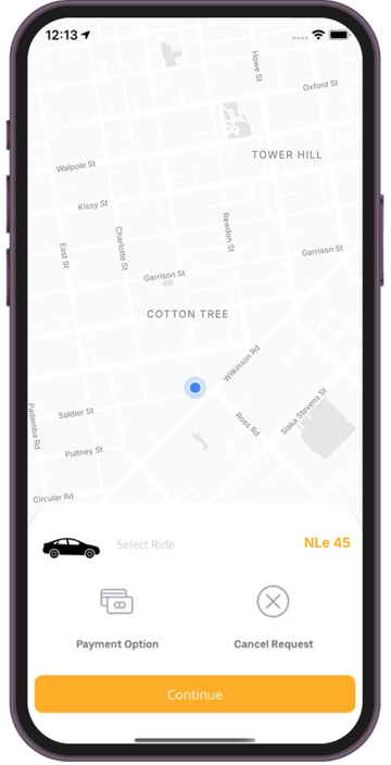 The Ije app showing a booking in progress